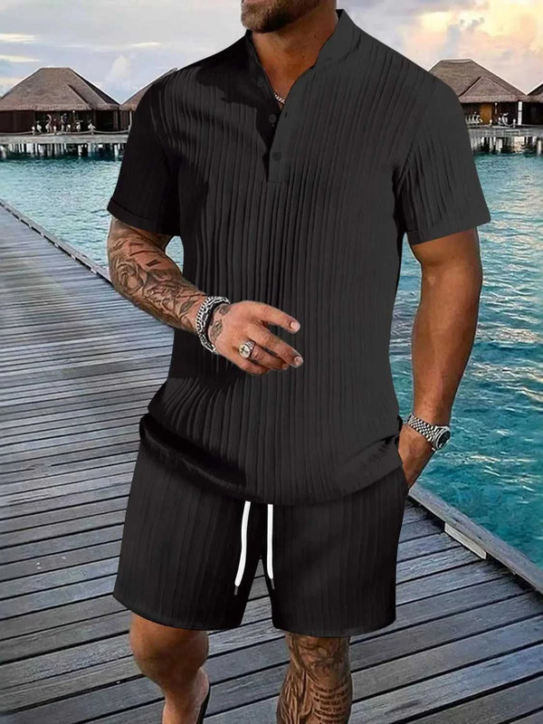 Men's Full Size Button Detail Short Sleeve Top and Shorts Set Plus Size 100400676987712 38 Affordable Fashion Under $100 Jerry's Apparel 