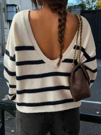 Striped Round Neck Long Sleeve Knit Top 100100967262973 46 Affordable Fashion Under $100 Jerry's Apparel 