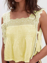Lace-Trimmed Eyelet Square Neck Top 100100853981387 43 Affordable Fashion Under $100 Jerry's Apparel 
