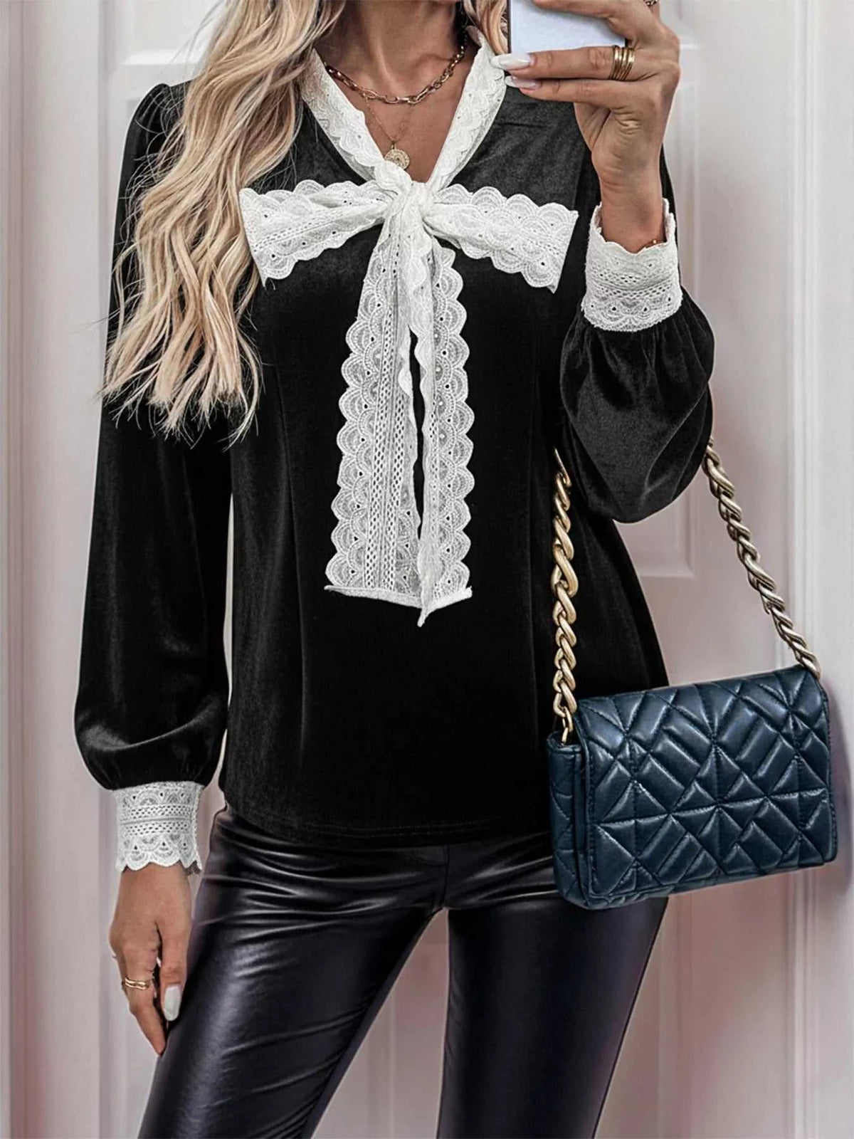 Lace Detail Long Sleeve Blouse 100100214795828 38 Affordable Fashion Under $100 Jerry's Apparel 