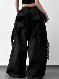 Lace Ruffled Wide Leg Pants
