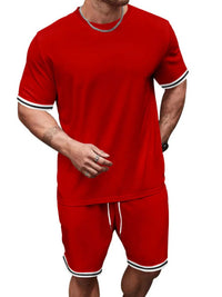 Men's Full Size Striped Short Sleeve Tee and Shorts Set Plus Size 100400468478831 33 Affordable Fashion Under $100 Jerry's Apparel 