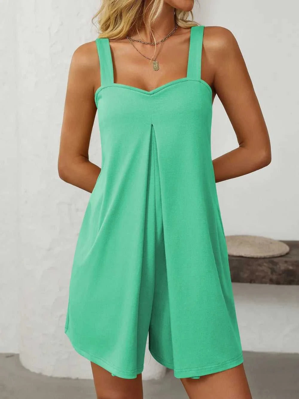 Mandy Sweetheart Neck Wide Strap Romper with Pockets 100100323171551 26 Affordable Fashion Under $100 Jerry's Apparel 