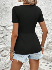 Twisted Front V-Neck T-Shirt
