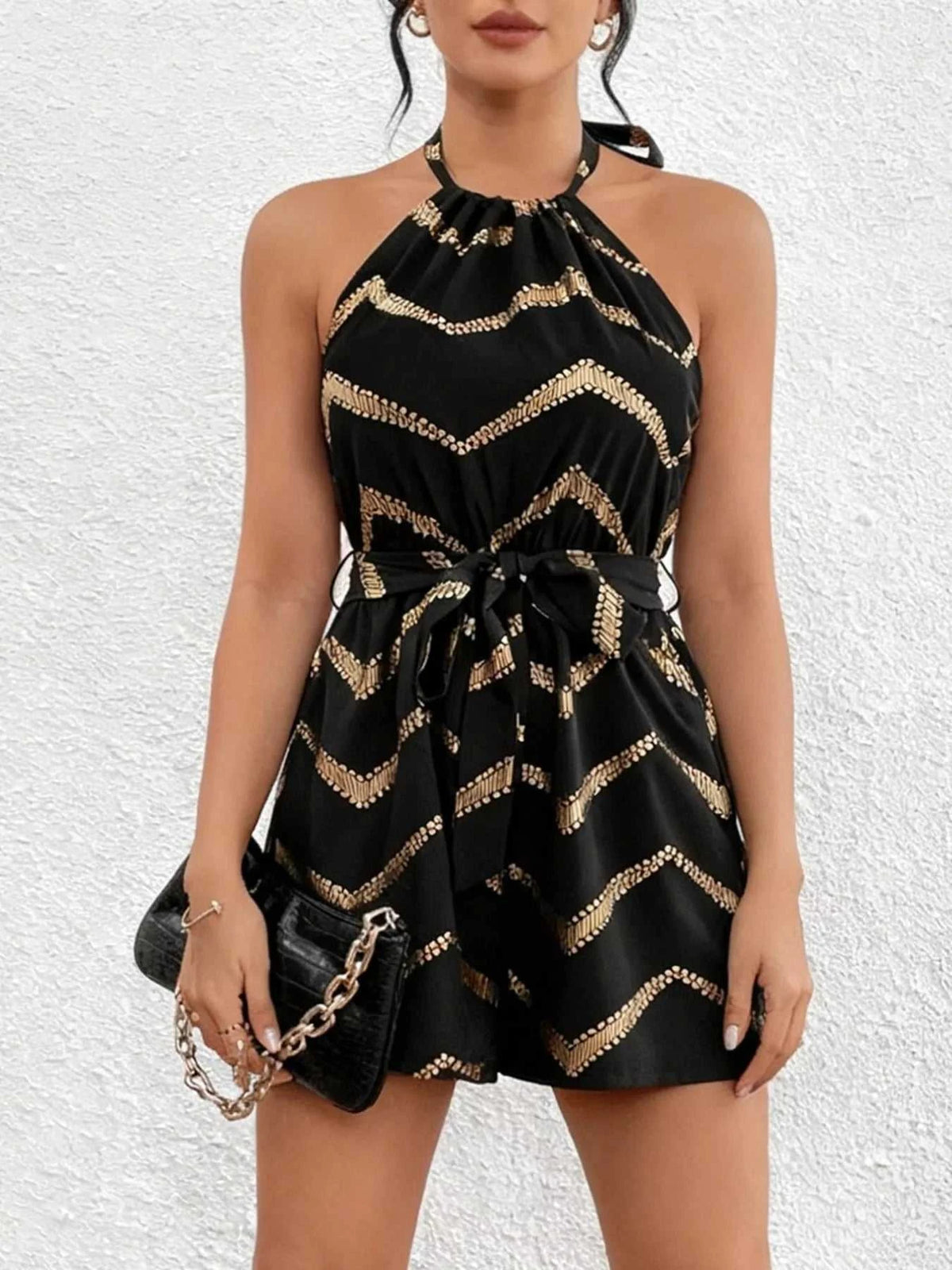 Chevron Halter Neck Romper 100100181015447 22 Affordable Fashion Under $100 Jerry's Apparel 