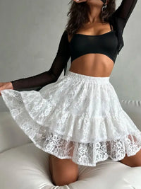 Lace Tiered Mini Skirt