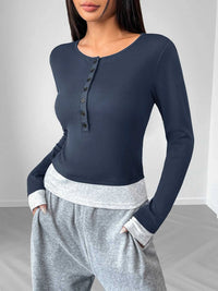 Long Sleeve Button Front Fitted T-Shirt 100100801861389 38 Affordable Fashion Under $100 Jerry's Apparel 