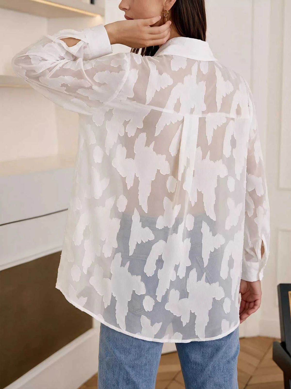 Sheer Button-Down Shirt 101001499536104 44 Affordable Fashion Under $100 Jerry's Apparel 