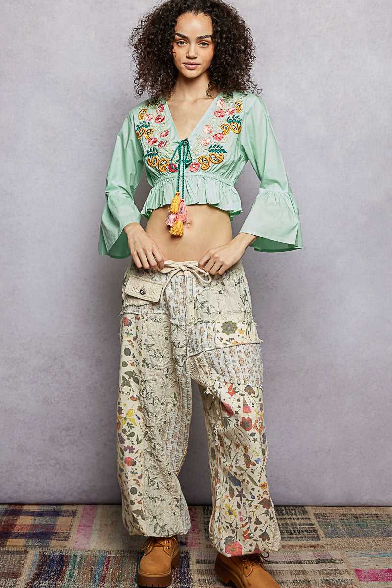 POL Floral Embroidered Cropped Blouse 100100633041814 43 Affordable Fashion Under $100 Jerry's Apparel 