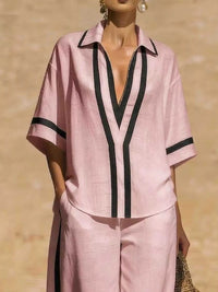Full Size Contrast Trim Top and Pants Set Plus Size 100100614502241 43 Affordable Fashion Under $100 Jerry's Apparel 