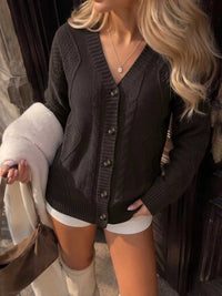 V-Neck Cable Knit Button-Down Cardigan 101002691109172 60 Women's Sweaters and Knitwear Jerry's Apparel 