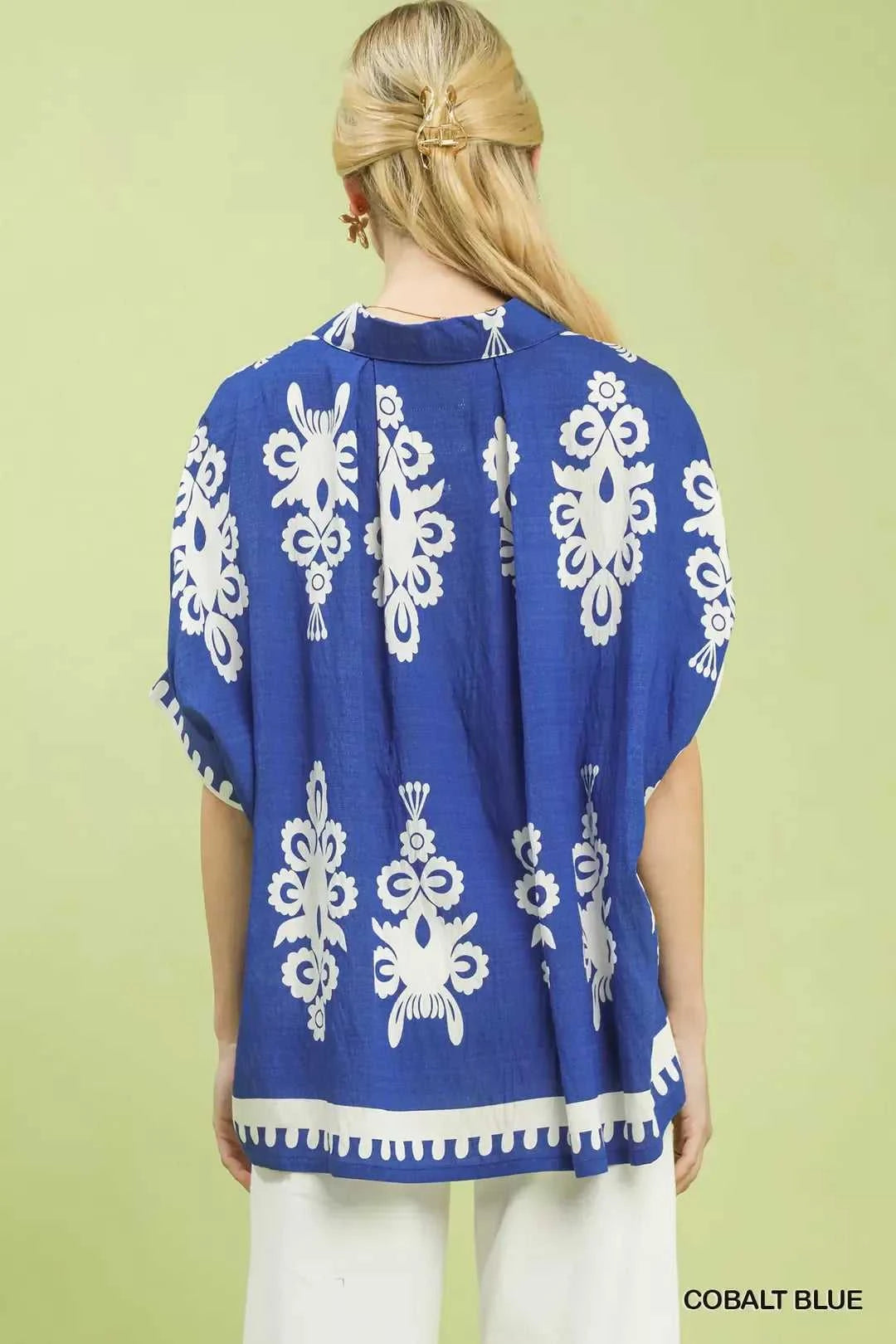 Umgee Abstract Print Button Down Short Sleeve Shirt 100100063001785 45 Affordable Fashion Under $100 Jerry's Apparel 