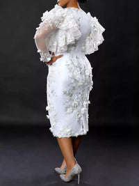 Plus Size Floral Embroidered Sheer Ruffle Sleeve Midi Dress 101001027950241 106 Brunch Dresses Jerry's Apparel 