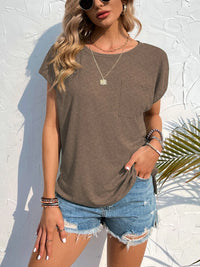 Side Slit Round Neck T-Shirt