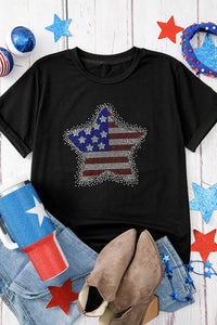 Star Round Neck Short Sleeve T-Shirt