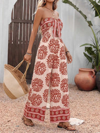Floral Print Strapless Wide Leg Jumpsuit 100100347268160 42 Affordable Fashion Under $100 Jerry's Apparel 