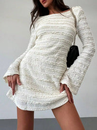 Textured Flare Sleeve Bodycon Mini Dress 101001508799944 53 Gifts for Her Jerry's Apparel 