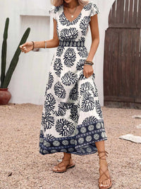 Printed V-Neck Cap Sleeve Maxi Dress 100100026521831 39 Affordable Fashion Under $100 Jerry's Apparel 