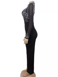 Rhinestone Embellished Mesh Long Sleeve Jumpsuit 101001129967471 84 Affordable Fashion Under $100 Jerry's Apparel 