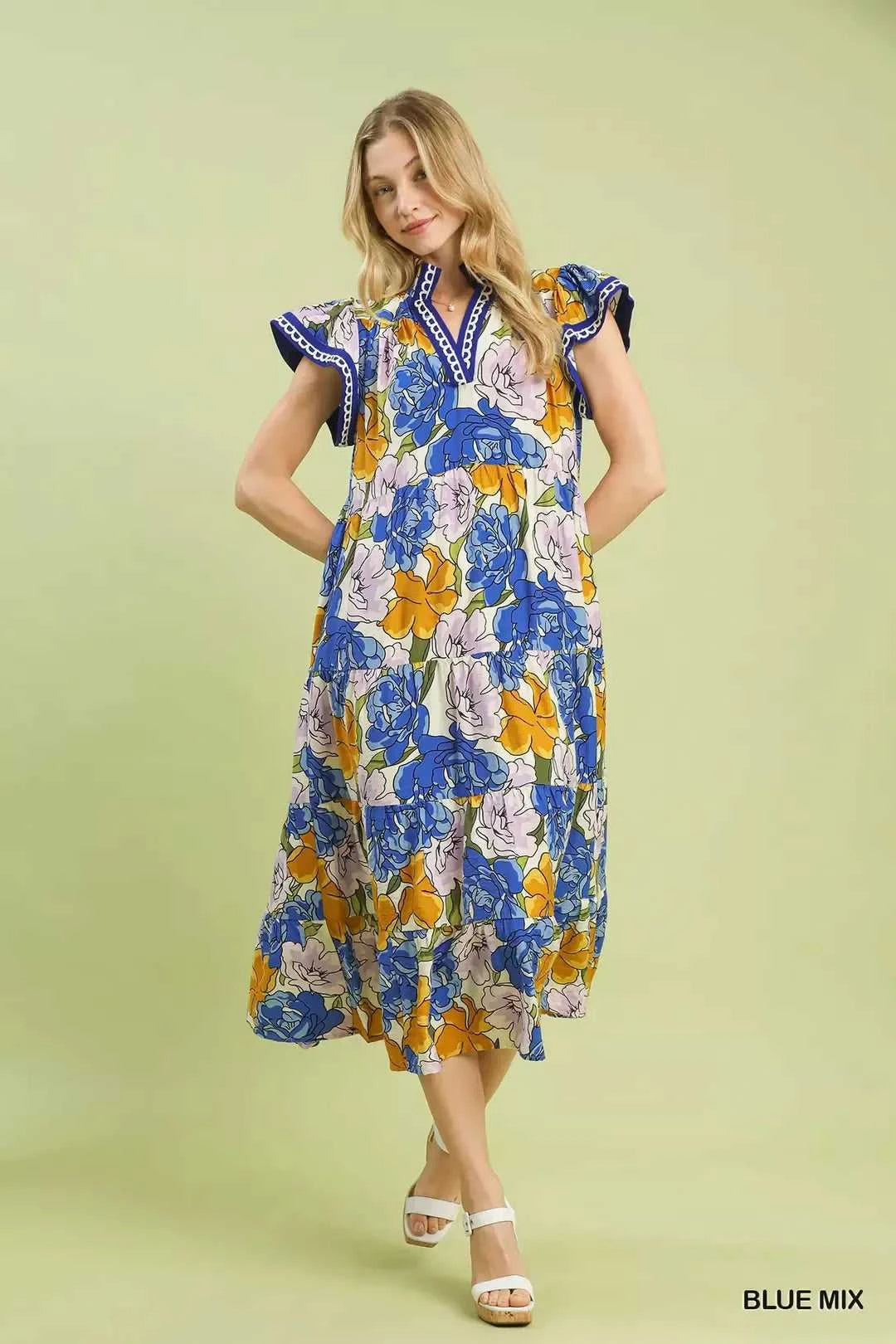 Umgee Mix Bold Floral Tiered Midi Dress 100100593221588 62 Affordable Fashion Under $100 Jerry's Apparel 