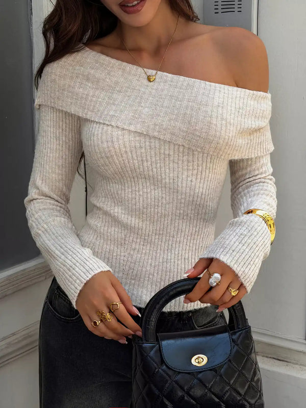 One Shoulder Ribbed Knit Top 101002039315619 60 Jerry's Apparel 