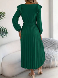 Ruffled Pleated Midi Dress with Waist Tie 101001197851740 44 Affordable Fashion Under $100 Jerry's Apparel 
