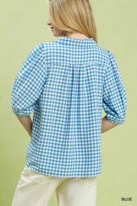 Umgee Gingham Puff Sleeve Collared Blouse 100100241201981 45 Affordable Fashion Under $100 Jerry's Apparel 