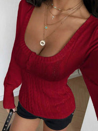 Cable Knit Button-Front Fitted Sweater 100100225010743 40 Affordable Fashion Under $100 Jerry's Apparel 