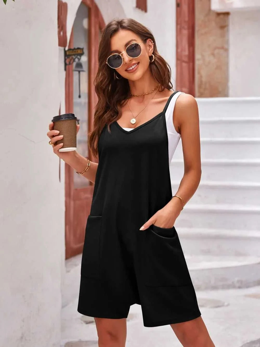 Lovelet Spaghetti Strap Romper with Pockets 100100861551903 26 Jerry's Apparel 