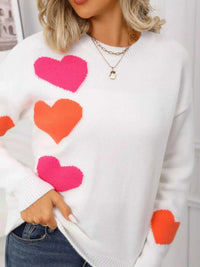Valentine's Day Heart Pattern Round Neck Sweater 100100644430342 48 Affordable Fashion Under $100 Jerry's Apparel 