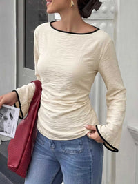 Contrast Trim Flare Sleeve Blouse 100100839982212 27 Affordable Fashion Under $100 Jerry's Apparel 