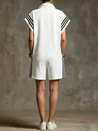 Striped Zip Front Romper 100100341112740 41 Women's Romper Affordable Fashion Under $100 Jerry's Apparel 