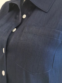 Full Size Button Front Denim Maxi Dress with Side Slit Plus Size