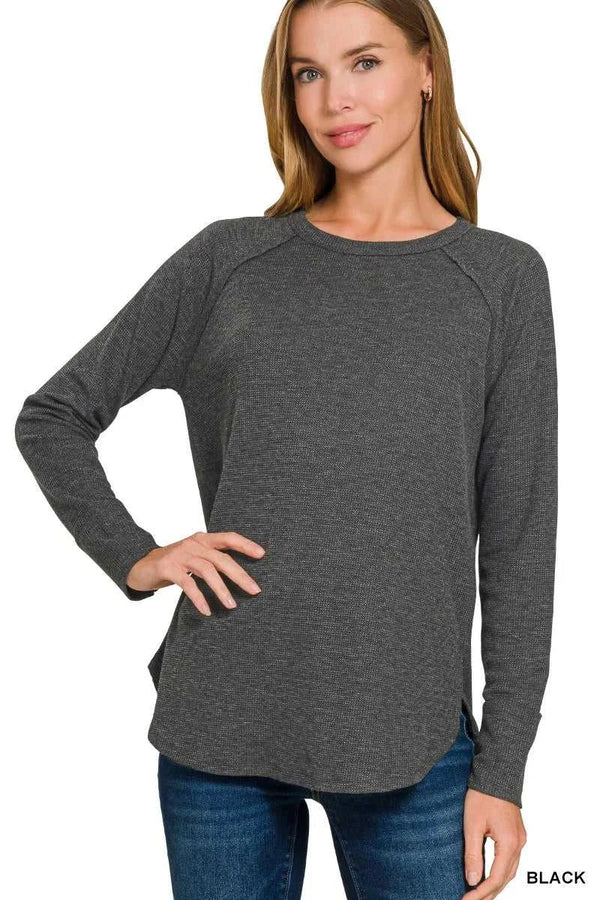 Zenana Baby Waffle Long Sleeve Top 100100118111862 21 Gifts for Her Jerry's Apparel 