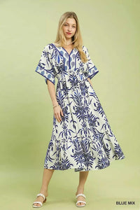 Umgee Mix Floral Border Midi Dress with Pockets 100100419491564 62 Affordable Fashion Under $100 Jerry's Apparel 