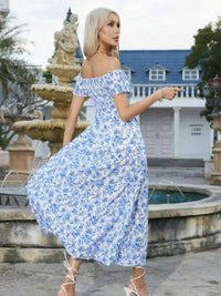 Full Size Slit Off-Shoulder Floral Midi Dress Plus Size