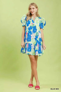 Umgee Floral Puff Sleeve Tiered Mini Dress 100100398531614 60 Affordable Fashion Under $100 Jerry's Apparel 