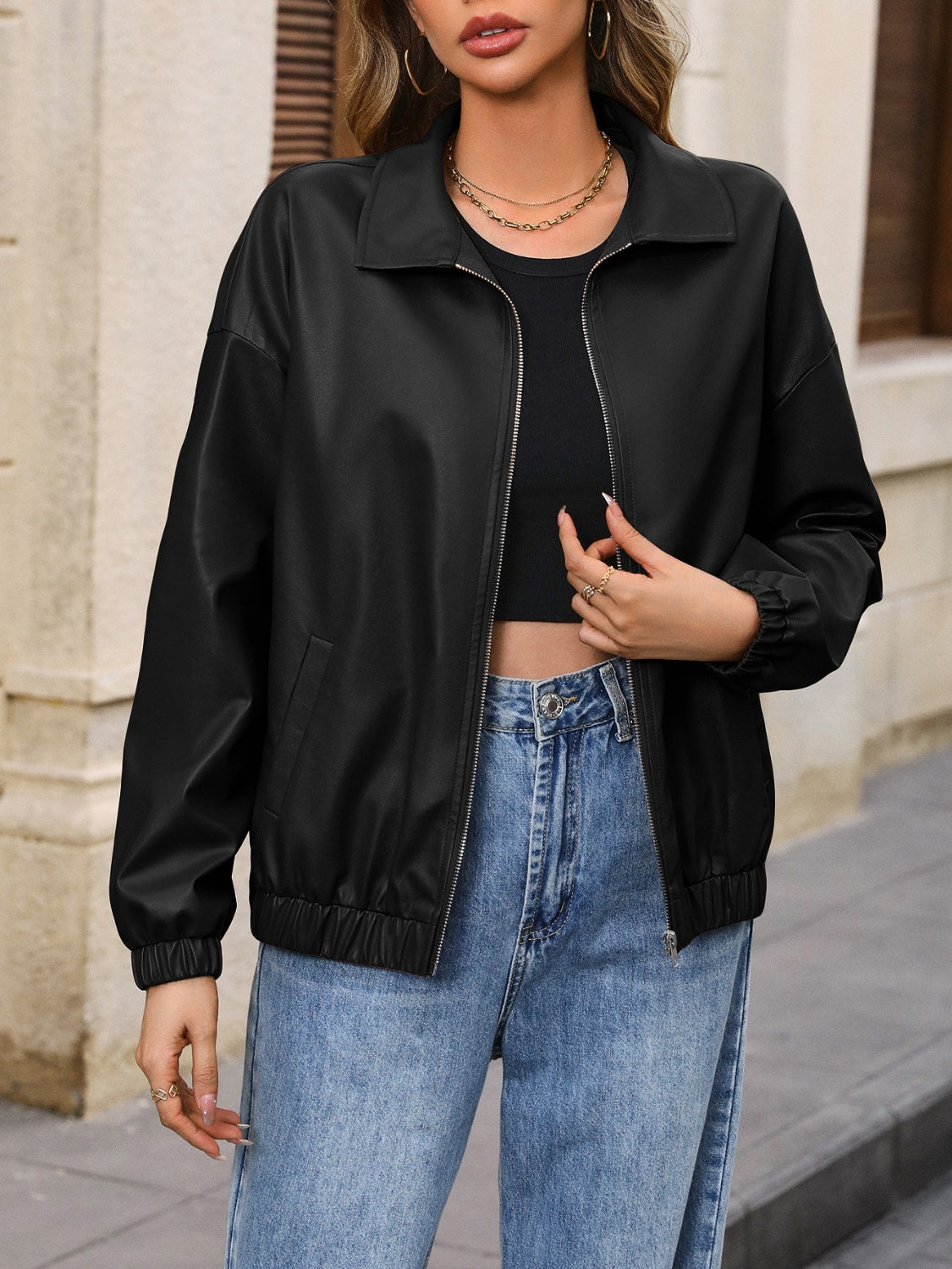 Ivy Lane Zip Up Dropped Shoulder Jacket