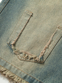Men's Frayed Hem Denim Shorts