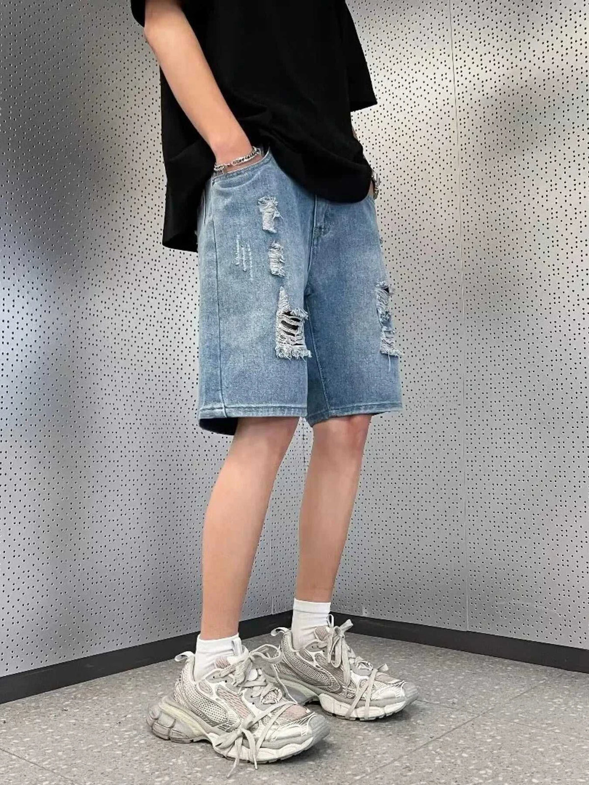 Men's Full Size Distressed Wash Wide Leg Denim Shorts Plus Size 100400732508881 36 Affordable Fashion Under $100 Jerry's Apparel 