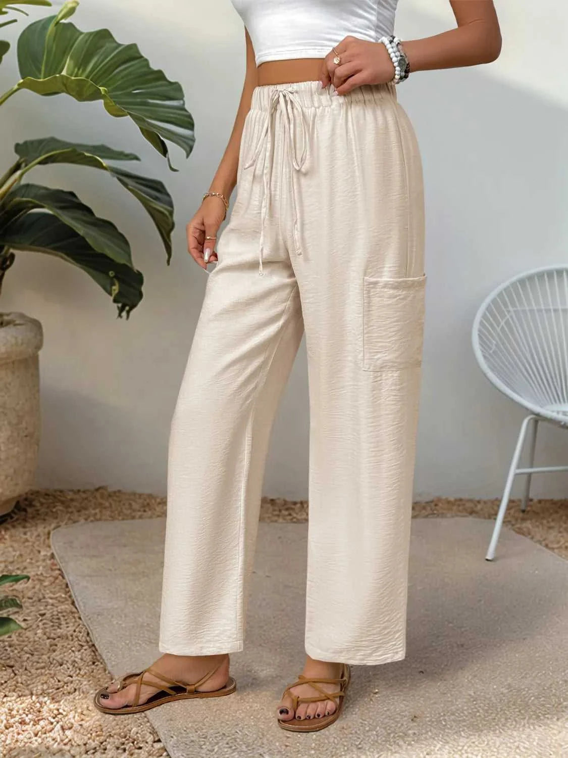 Drawstring Wide Leg Pants 100100095971494 28 Seasonal Fashion Collections Jerry's Apparel 