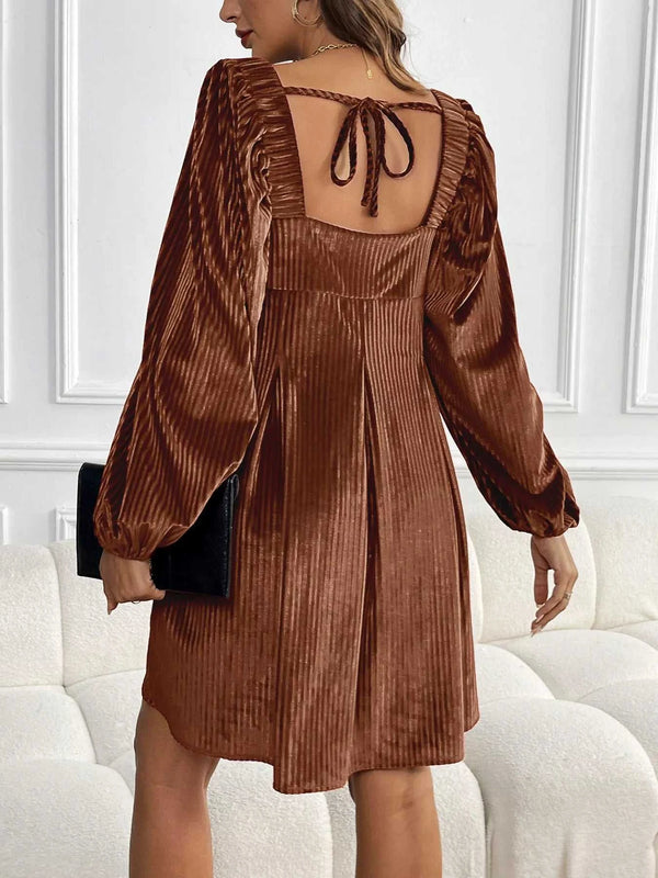 Velvet Square Neck Long Sleeve Dress 100100004568053 56 Affordable Fashion Under $100 Jerry's Apparel 