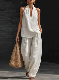 Full Size Halter Neck Top and Wide Leg Pants Set Plus Size 100100162890040 46 Affordable Fashion Under $100 Jerry's Apparel 