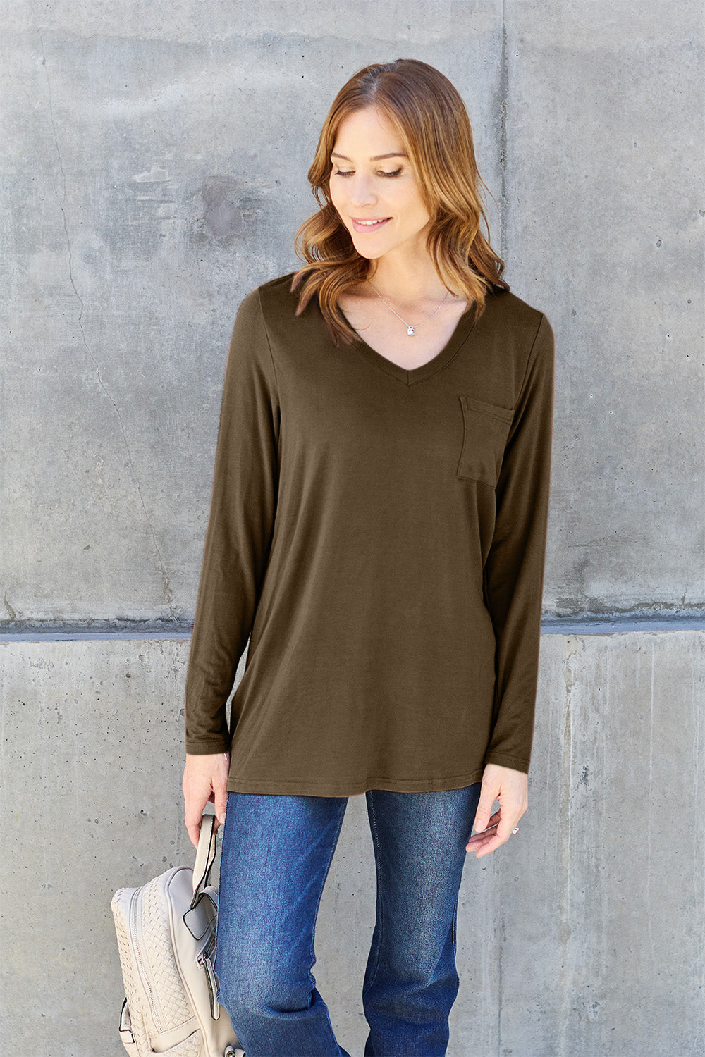 Full Size V-Neck Long Sleeve Top