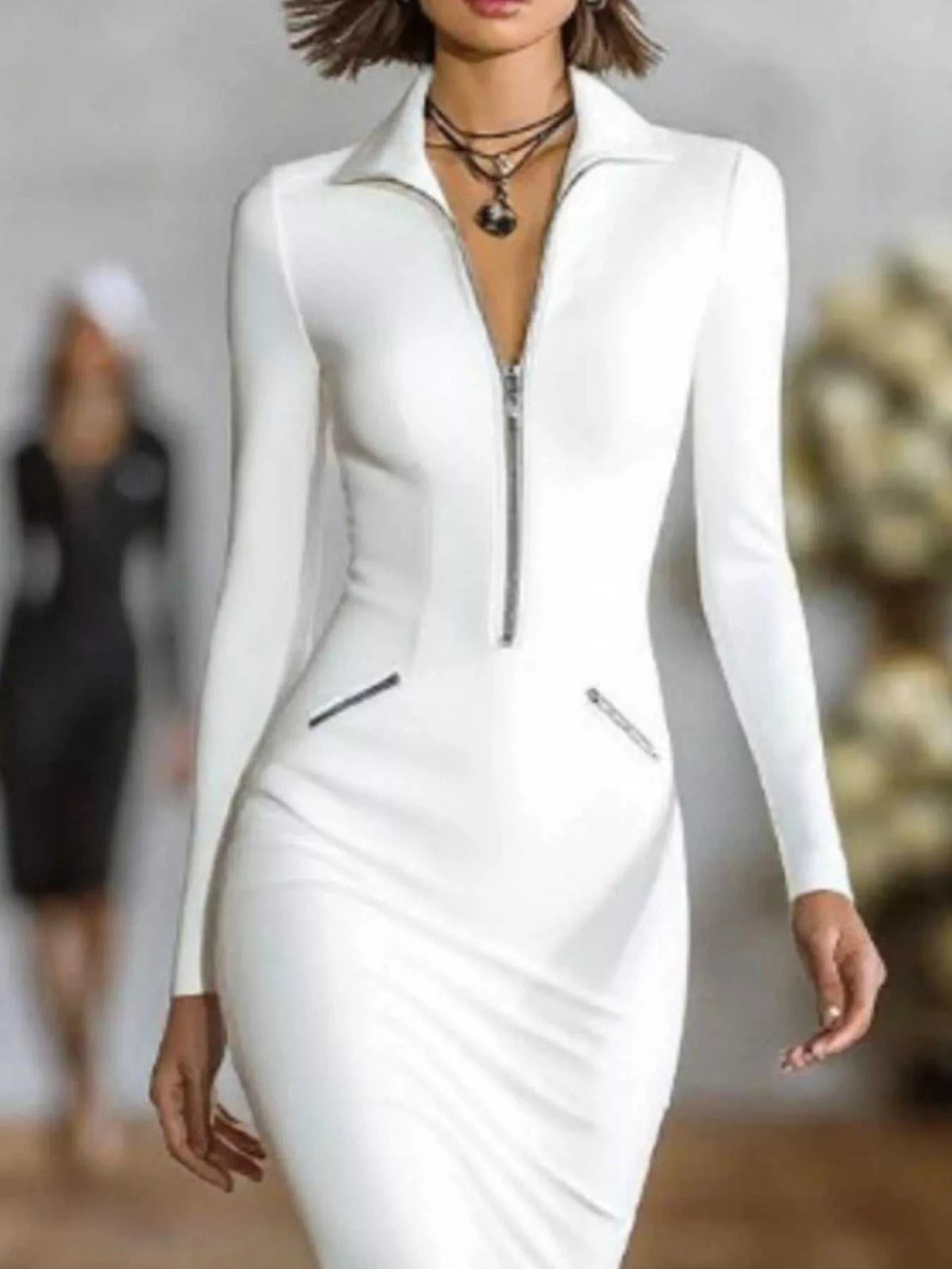 Full Size Zip-Front Bodycon Midi Dress Plus Size 101001488194911 56 Affordable Fashion Under $100 Jerry's Apparel 