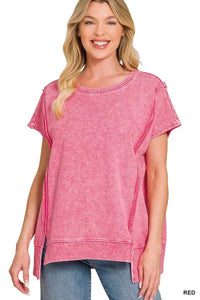 Zenana F/terry Halo Snow Washed Oversized Hi-low Top 100100762831428 32 Affordable Fashion Under $100 Jerry's Apparel 