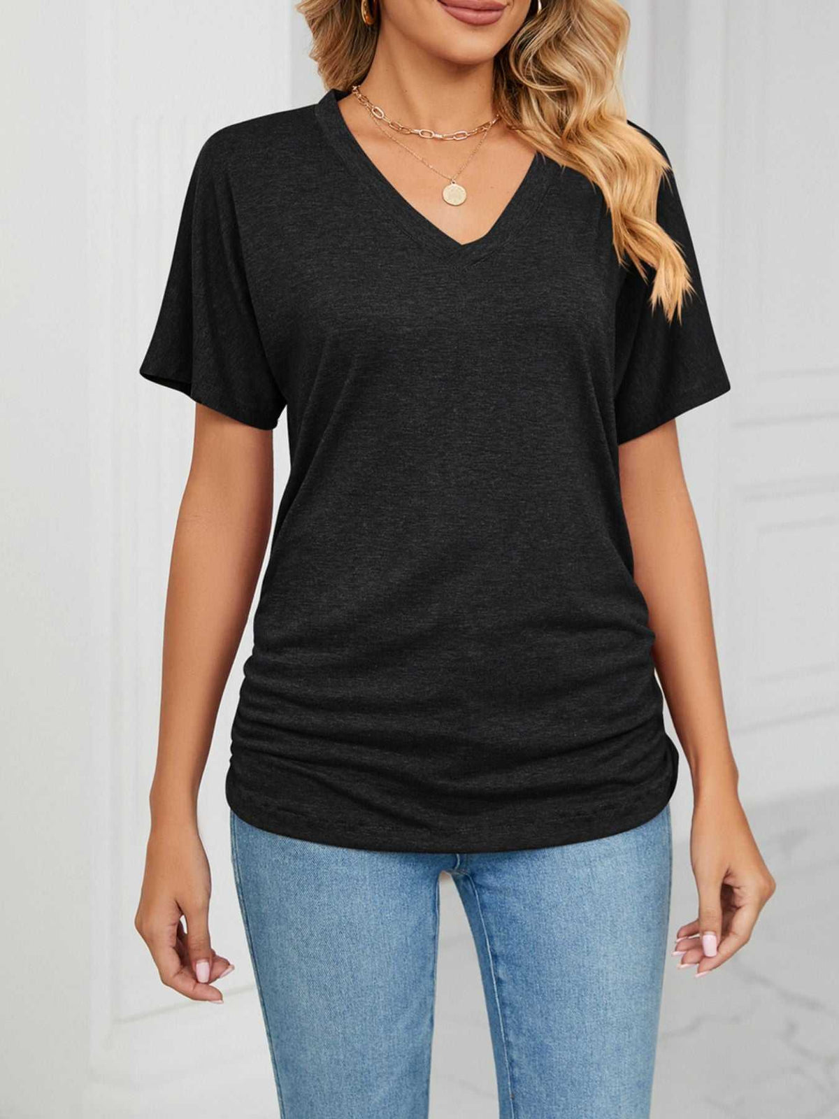 Casual V-Neck Short Sleeve T-Shirt 100100579648227 22 Affordable Fashion Under $100 Jerry's Apparel 