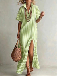 Full Size Striped Maxi Dress with Side Slit Plus SIze 100100680865570 32 Affordable Fashion Under $100 Jerry's Apparel 