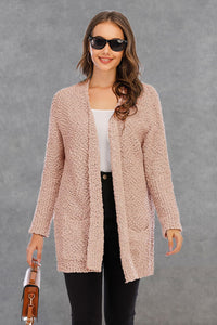 Angel Wings Pocketed Open Front Long Sleeve Cardigan