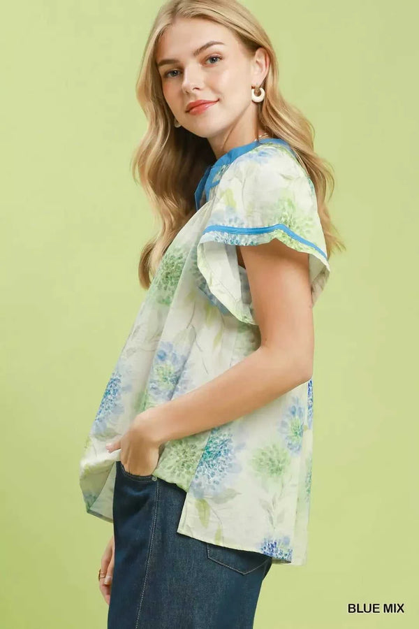 Umgee Floral Flutter Sleeve Blouse 100100582931103 47 Affordable Fashion Under $100 Jerry's Apparel 